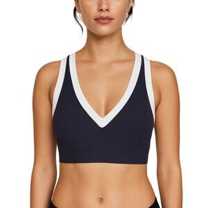 OFFLINE by Aerie Seamless Plunge Sports Bra Royal Navy NWT Large Stretch Fit